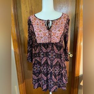 Multicolor Lined Long Sleeve Boho Top By Miami